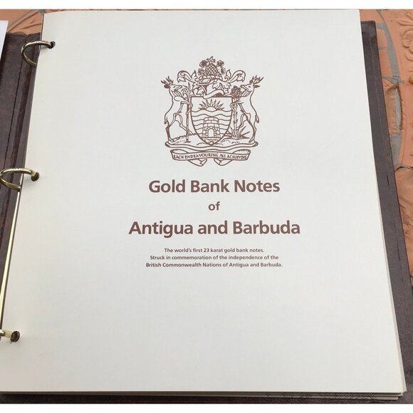 Gold Bank Notes Of Antigua And Barbuda 23 K Gold 30 Dollars Zebra Butterfly - Picture 4 of 5